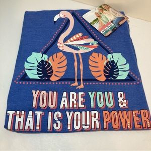 NWT JADELYNN BROOKE New Graphic Short Sleeve Flamingo You Are You Tee Shirt Med